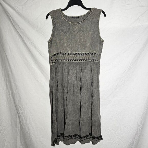 Vintage 90s olive muted green whimsigoth boho dress - Picture 1 of 4